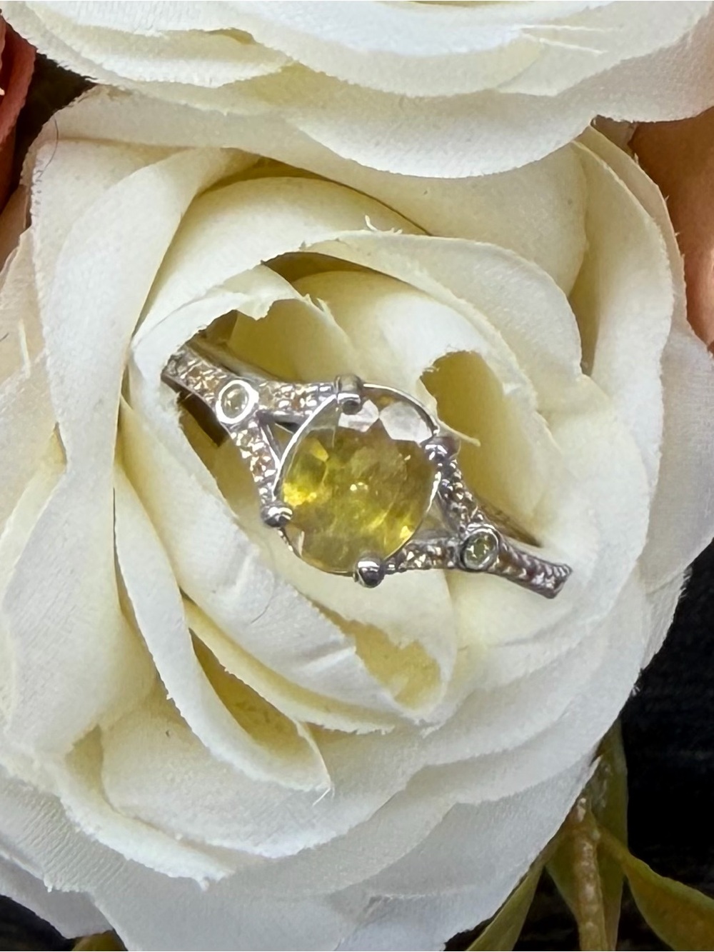 Stunning Natural 2CT Yellow Sapphire 925 Sterling Silver w/ 14K Gold Ring Sz 8 - Picture 10 of 14